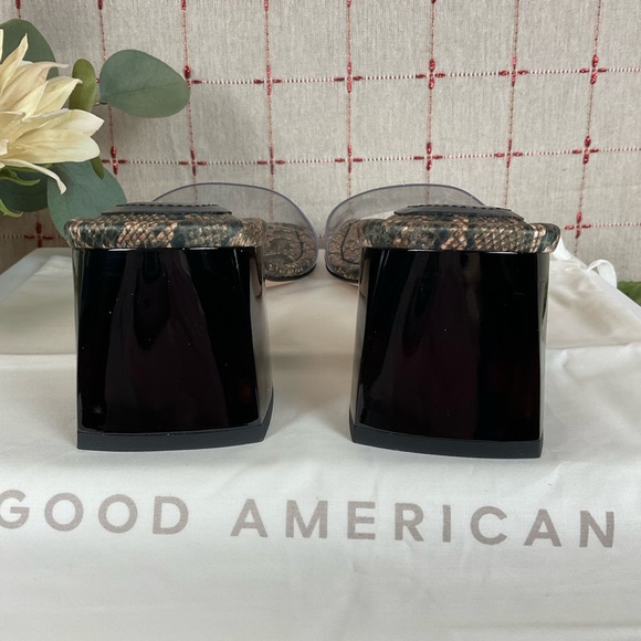 Good American Block Heel Slide Sandals Desert Snake GA119K-X New Dust Bag Size 6 - Picture 4 of 5